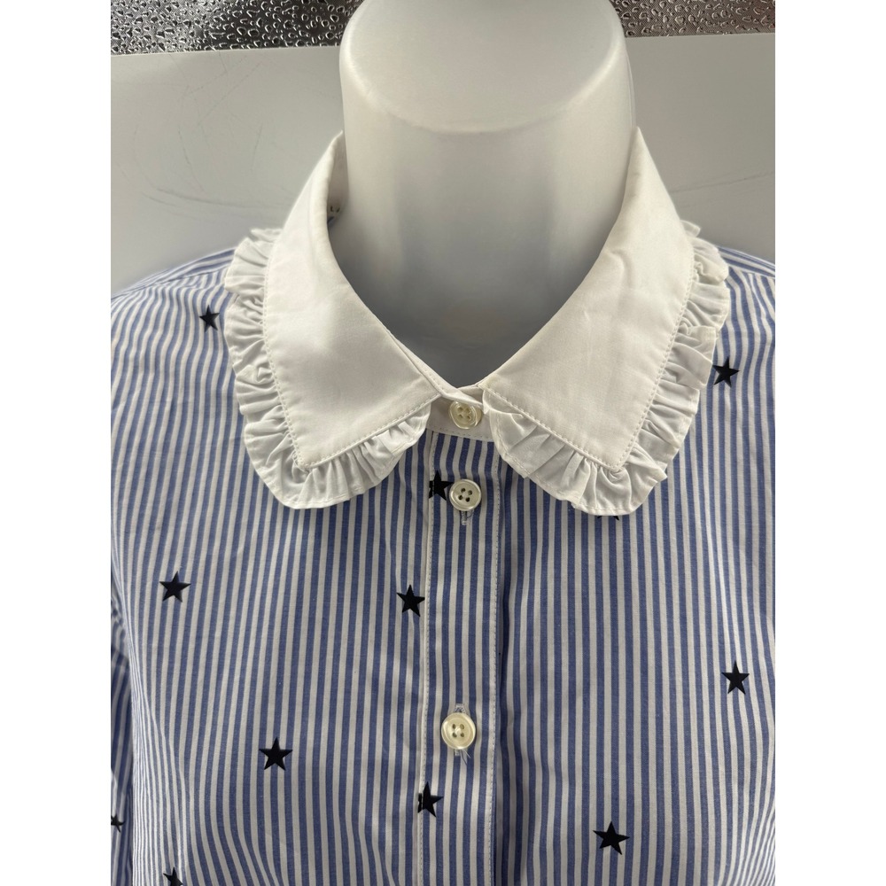 Kate Spade x Broome Street Blue Striped Stars Ruffle Womens Medium NEW Sample - Picture 9 of 12
